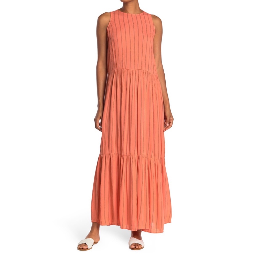 NSR Tiered Sleeveless Maxi Dress in Melon‎ Size Small
